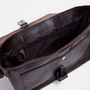 Портфель на молнии, 2 наружных кармана, регулируемый ремень, цвет коричневый