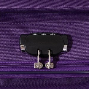 Чемодан малый 20", отдел на молнии, 2 наружных кармана, кодовый замок, цвет фиолетовый