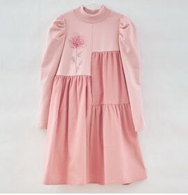Платье дд Т.розовый, осн.ткань: вельвет 100% хлопок,футер 96% хлопок 4% эластан,