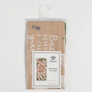 Дорожка "Этель" Белые тюльпаны 30*70 см, 100% хлопок, саржа 190 г/м2