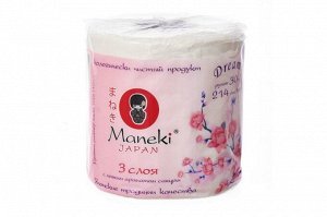 Бумага туалетная "Maneki" Dream 3 слоя, 214 л., 30 м, гладкая, белая, 1 руон