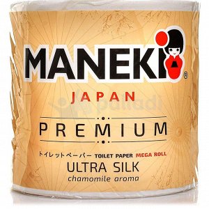 Бумага туалетная "Maneki" KABI 3 слоя, 280 л., 39.2 м, гладк, белая с ароматом ромашки