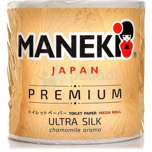 Бумага туалетная "Maneki" KABI 3 слоя, 280 л., 39.2 м, гладк, белая с ароматом ромашки, 1 рулон