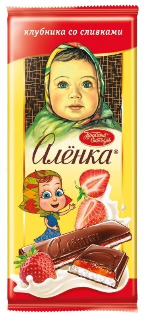 Шоколад Аленка с начинкой клубника со сливками, 87 г
