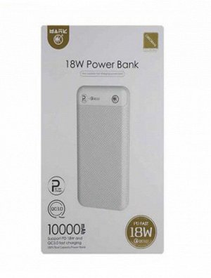 Портативный аккумулятор Power Bank Mark CS-50 10000 mAh PD18W , QC3.0A White