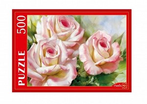 Рыжий кот. Пазлы 500 эл. арт.5889 "Бело-розовые розы" И. Левашов