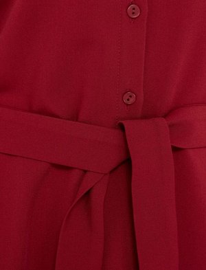 Платье рубашка женское демисезонное МИДИ длинный рукав цвет Бордовый SHIRT (однотонное)