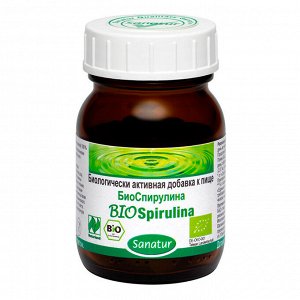 САНАТУР БиоСпирулина, 80 таблеток по 400 мг в стеклянной банке