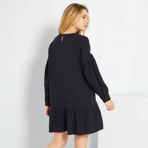 KIABI Короткое платье из хлопка - черный