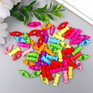 Набор бусин для творчества пластик "Цветные конфетки" перламутр набор 60 шт 0,5х1,5х0,5 см