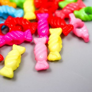 Набор бусин для творчества пластик "Цветные конфетки" перламутр набор 60 шт 0,5х1,5х0,5 см