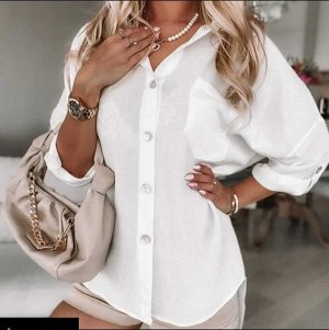 Рубашка Женская 5005 &quot;Вырез + Цепочка На Спине&quot; Белая