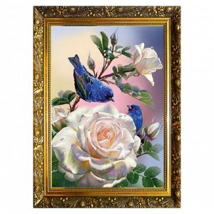 Алмазная мозаика «Птички на розах» 29,5 * 20,5 см, 25 цветов + наклейка