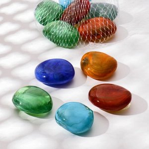 Декор стекло "Камень плоский, овал" (250 гр)  микс