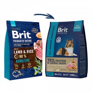 Brit Premium Sensitive Корм с ягнёнком для собак с чувствительным пищеварением 1 кг