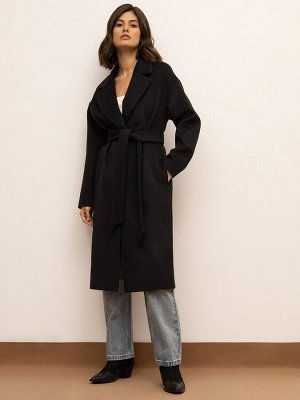 Однотонное пальто с поясом R059/gile