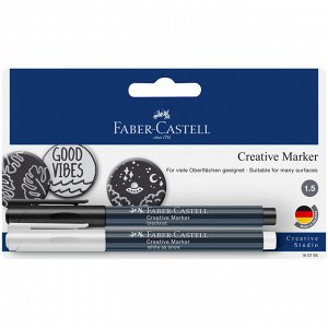 Набор маркеров для декорирования Faber-Castell "Creative" белый/черный, пулевидный, 1,5мм, блистер