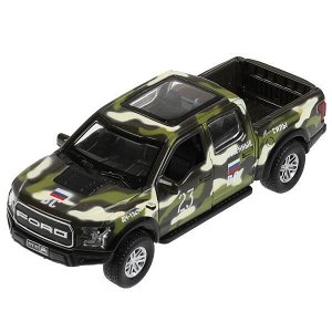 F150RAP-12MIL-GN Машина металл FORD F150 RAPTOR 12см, двер, баг, инер, камуф, кор. Технопарк в кор.2*36шт