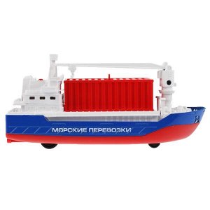 CRANEBOAT-17SL-CONT Модель металл свет-звук корабль КОНТЕЙНЕРОВОЗ 17см, подв. дет, люк, ин.,кор. Технопарк в кор.2*24шт