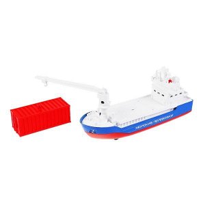 CRANEBOAT-17SL-CONT Модель металл свет-звук корабль КОНТЕЙНЕРОВОЗ 17см, подв. дет, люк, ин.,кор. Технопарк в кор.2*24шт