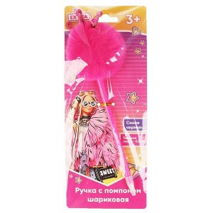 PEN1-65356-BRB Ручка шариковая БАРБИ с розовым пуш.топпером, barbie extra, блистер Умка в кор.6*36шт