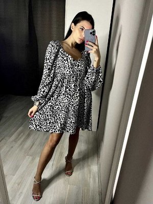 Платье 7007 "Леопард №4" Белое