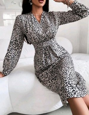 Платье 7007 "Мелкий Леопард - Классика" Бежевое