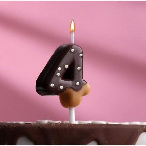 Свеча в торт "Шоколадная глазурь", цифра "4"