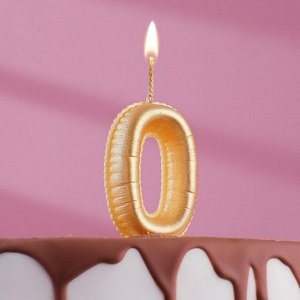 Свеча в торт "Шары", цифра 0, золото, 7 см