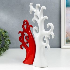 Сувенир керамика "Дерево" красно- белый набор 2 шт 24х10 32х15 см