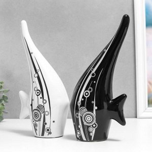 Сувенир керамика "Рыбки белая и чёрная с водорослями и пузырьками" набор 2 шт 28х13 см