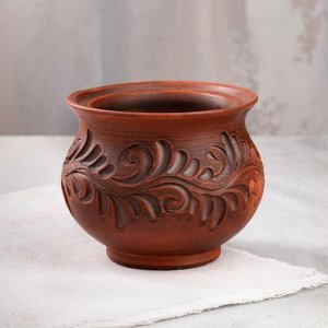 Горшок "Резной", декор, красная глина, 0.5 л