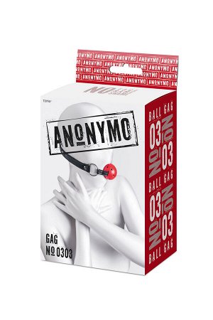 Кляп Anonymo #0303 с отверстиями для воздуха, ABS пластик, красный, 64 см