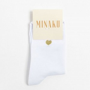 Носки женские MINAKU «Нeart», цвет белый, (23 см)