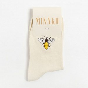 Носки женские MINAKU «Нoneybee», цвет молочный, (23 см)