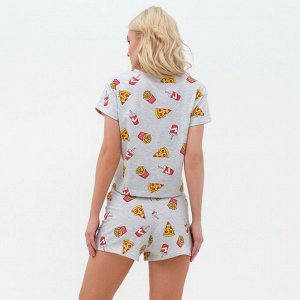 Пижама женская (футболка и шорты) KAFTAN Pizza р. 44-46, серый