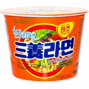 Лапша пшеничная Samyang САМЯНГ БИГ БОУЛ, острая со вкусом говядины 115 гр. чашка. Ю.Корея.(Samayang Ramen Big Bowl Noodle Soup)