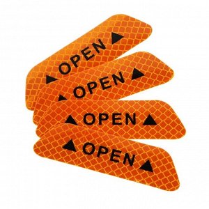 Светоотражающая наклейка "Open", 9,5x2,5 см, желтый, набор 4 шт
