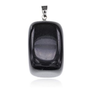 BJK217-02 Кулон из натурального камня Чёрный агат, 3х1,5см