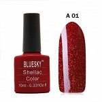 Bluesky (Блюскай), Гель-лак №А01 вишневый с красно-золотыми микробл., 10мл