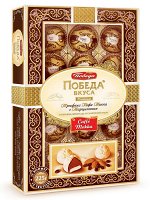 Набор конфет Победа вкуса Трюфели кофе мокка с марципаном, горький шоколад, 225г золотистый