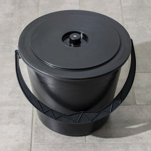 Ведро с крышкой «Дачное», 10 л, d=30 см, h=25.5 см, чёрное