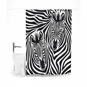 Шторка для ванной «Сирень» «Африканская графика», 145x180 см, цвет черно-белый