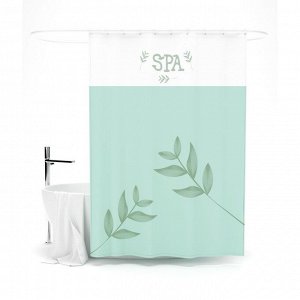 Шторка для ванной «Сирень» SPA, 145х180 см, цвет зеленый