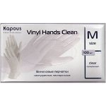 Виниловые перчатки Kapous Vinyl Hands Clean неопудренные нестерильные M прозрачные, 100шт/уп