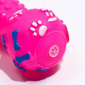 Игрушка пищащая "Гантель с лапками" для собак, 13 см, розовая