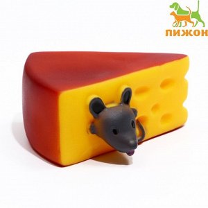 Игрушка пищащая "Мышкин сыр" для собак, 10.5 x 9 см