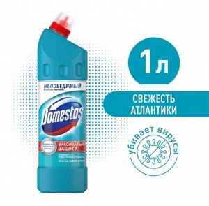 Свежесть Атлантики, чистящий гель для унитаза, защита от бактерий и вирусов, 1 л