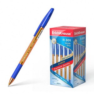 Ручка шарик "ErichKrause R-301 Amber Stick&Grip" 0.7мм синяя 1/50 арт. ЕК-39530