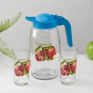 Набор питьевой «Фруктово-ягодный микс», 3 предмета: кувшин 1,7 л, 2 стакана 230 мл, рисунок и цвет МИКС
